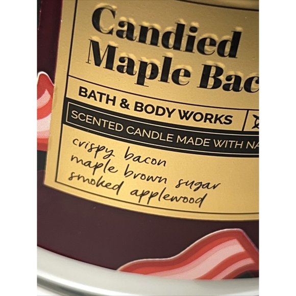 Bath & Body Works CANDIED MAPLE BACON Limited Edition Large 3-Wick Candle 2022 - Picture 4 of 16